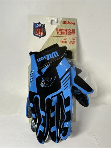 Carolina Panthers NFL Stretch Fit Receiver Football Gloves YOUTH SIZE Cover