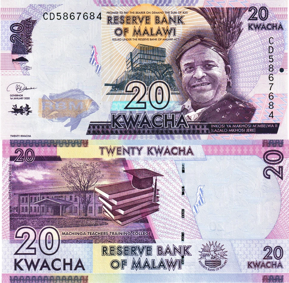 Malawi 20 Kwacha, 2020, P-63f, sin circular Foto 1 de 1