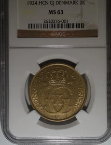 2 kr 1924 - NGC MS63 - Very scarce in this Quality - Picture 1 of 3