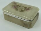 Vintage Alabaster Trinket Jewelry Box with Hinged Lid Floral Made in Italy