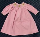 ANAVINI Hand Smocked Toddler Dress - Size 2 - Pink Floral Dots - Wreath