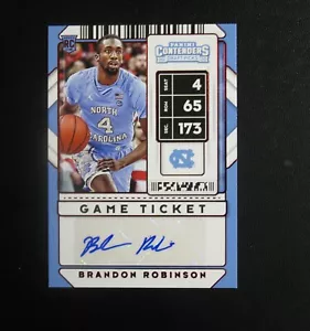 BRANDON ROBINSON 2020 Contenders GAME Ticket RED RC Tar Heels AUTOGRAPH UNC - Picture 1 of 2