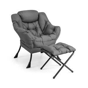 Lazy Sofa Chair Accent Leisure Armchair w/ Folding Footrest & Storage Pocket - Picture 1 of 8