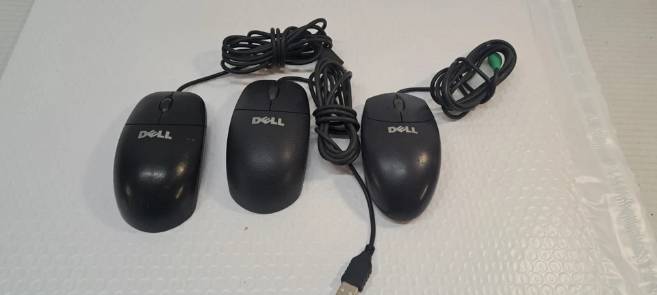 LOT OF Dell 0YH933M, 0X7636, 6U220 Wired Mechanical Ball Wheel Mouse Black - Image 1 of 4