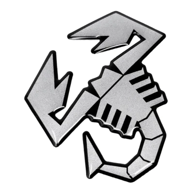 Adesivo per Abarth 3D Scorpione Argento Satinato con Bordo Nero 120 mm - Immagine 1 di 2