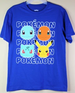 Pokemon Boys Shirt Pokemon Four Heads Tee Blue Size XL (14/16) - Picture 1 of 5