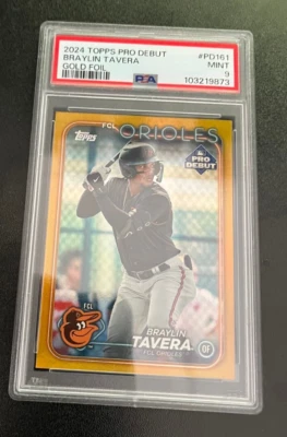 2024 Topps Pro Debut Braylin Tavera Gold  16/50  PSA 9 - Image 1 of 2