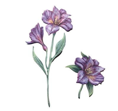 ORIENTAL LILY DIE CUTS.. X 12 PCS...CARNATION CRAFTS...CARD TOPPER..PURPLE