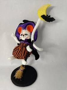 Annalee Halloween Maus Hexe Mäuse 10" Fliegende Hexe Besen Fledermaus Mond 2008 - Bild 1 von 10