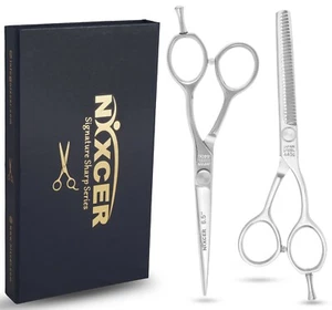 NIXCER SHARP KOREAN HAIR CUTTING AND THINNING SCISSORS COMBO SET 6.5" - Picture 1 of 7