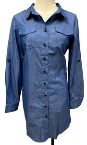Auxo Classic Collection Long Tunic Top Dress Blue Shirt Dress New Women's XXL - Picture 1 of 7