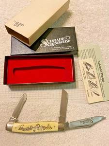 Schrade scrimshaw knife 505SC year 1984. new in box - Picture 1 of 4