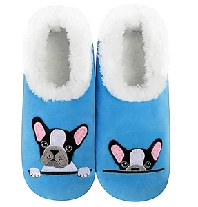 Ladies Snoozies French Bulldog BLUE Cosy washable Slippers Frenchie lover gift - Picture 1 of 4