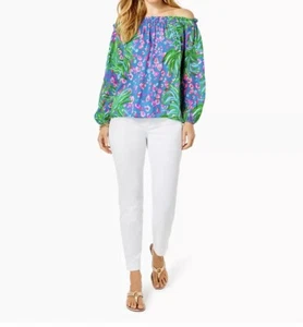 "Pantalón Lilly Pulitzer Kelly ajustado hasta el tobillo Resort entrepierna blanca 28,5"" talla 6 nuevo con etiquetas" - Imagen 1 de 18