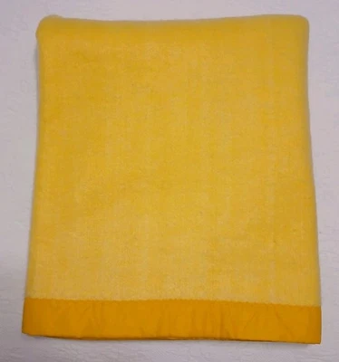 Vintage Yellow Blanket Synthetic with Nylon Trim Twin Sized 70”x86” 1970s - Image 1 of 4