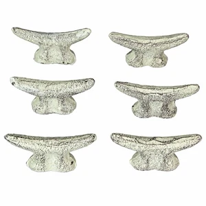 2.5 In Cast Iron White Nautical Cleat Drawer Pulls Cabinet Knobs Set of 6 - Picture 1 of 7