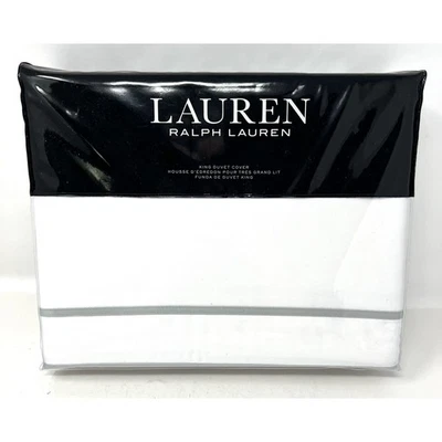 "Funda nórdica Ralph Lauren Spencer Border Satén King SAGE verde blanco 108"" X 96""" Foto 1 de 4