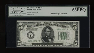 DBR 1928-A $5 FRN Chicago Numeral Fr. 1951-G Legacy 63 PPQ Serial G49003527A - Picture 1 of 2