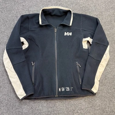 Helly Hansen Jacket Women Medium Navy Blue White Fleece Full Zip Nautical Travel - Image 1 of 4
