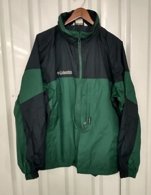 Columbia Cortavientos Nylon Embalable Con Capucha Verde Negro Hombres Grande Foto 1 de 4