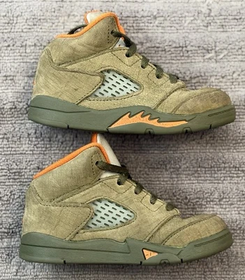 Nike Air Jordan 5 Retro Oliva Ejército Naranja Niños Talla 8C 440890-308 Foto 1 de 4