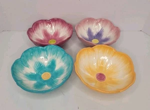 Vintage Avon Flower Petal Floral Blossom Bowls Set Of 4 Pink, Blue Orange Purple - Picture 1 of 24