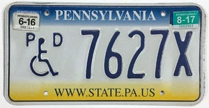 Pennsylvania 2016 2017 Handicapped Disabled Wheelchair License Plate 7627X - Picture 1 of 1