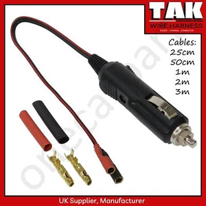 Car Cigarette Lighter Power Socket Male Plug with Leads & Connectors 25cm to 3m - Picture 1 of 6