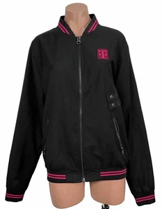 T-Mobile Lightweight Bomber Jacket Black Pink Windbreaker Employee Uniform Small - Picture 1 of 9