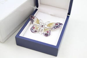 Sterling Silver Brooch Butterfly Plique a Jour Nicole Barr Boxed (11g)