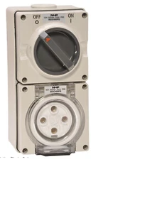 NHP ISOC450PG Three Phase Switched Socket Outlet 4 Pin 50Amp 500VAC IP66 Grey - Picture 1 of 11