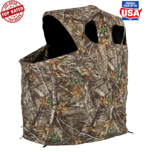 Folding Camouflage Hunting Blind Chair Portable 1 Person Waterproof Cup Holders - Picture 1 of 3