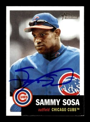 SAMMY SOSA SIGNED 2002 TOPPS HERITAGE - BECKETT BAS COA CUBS ON-CARD AUTO - Image 1 of 2
