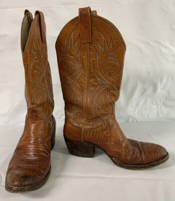 Dan Post Lizard Leather Cowboy Boots Womens Size 6.5 D USA - Image 1 of 4
