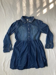 Justice Denim Chambray Jean Shirt Dress Bling Girls Size 20 plus - Picture 1 of 5