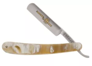 Robert Klaas HANDGEFERTIGTER KOHLENSTOFFSTAHL 5/8" GERADER RASIERER/BLONDER HORNGRIFF - Bild 1 von 1
