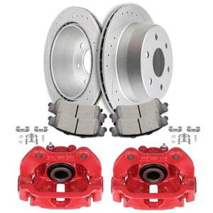 Rear Brake Caliper For GMC Chevrolet Silverado 1500 Ceramic Pad Drill Slot Rotor - Foto 1 di 13