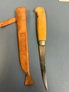 VNTG Rapala J. Marttiini Finland Fillet Knife w Inscribed Blade & Leather Sheath - Picture 1 of 6