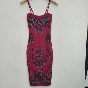 Boohoo Midi Bodycon Dess Women Size 6 Red Sequins Sleeveless - Picture 1 of 9