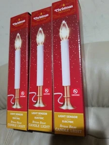  3 Candela Finestra Elettrica Lampadina Vetro Sensore Crepuscolo Alba Luce Base Ottone - Foto 1 di 7