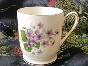 Sutherland Staffordshire Fine  Bone China Purple Violets COFFEE MUG granny core - Picture 1 of 5