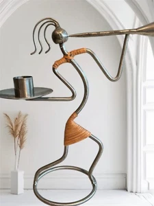 Metal Wire Style Folk Art Musical Instrument Playing Candle Holder Figure - Picture 1 of 7
