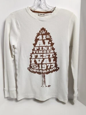 Cherokee Long Sleeve Thermal Top Off White with Brown Graphic Print Boys L 12-14 - Image 1 of 4