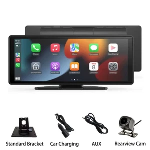 10.26" Portable Wireless CarPlay Android Auto Touchscreen Stereo + Cam - Picture 1 of 14