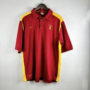 USC Trojans Southern California Men Vintage Cardinal Gold S/S Polo Shirt L Nike - Picture 1 of 8