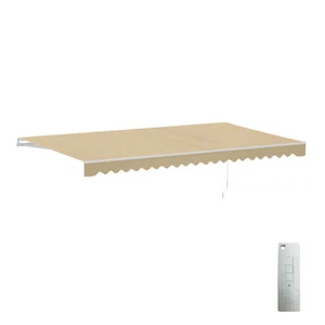 Tenda da sole Aleko motorizzata retrattile 16 x 10 piedi patio sabbia ombrellone - Foto 1 di 13
