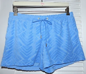 LILLY PULITZER Peppi Terry Knit Shorts ZIG ZAG Boca Blue Size LARGE NWT - Picture 1 of 3