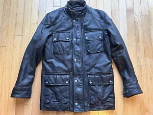 Giacca uomo rustica pelle BANANA REPUBLIC Heritage mentoniera campo biker taglia S - Foto 1 di 9