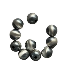 925 Sterling Silver “Navajo Style” 12mm Pearl Seamless Loose Beads Lot of 10 - Picture 1 of 6