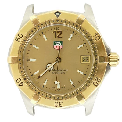 TAG HEUER ПОДЛИННЫЙ PROF WK112-0 ЗОЛОТОЙ ЦИФЕРБЛАТ/ОБОДОК ИЗ НЕРЖАВЕЮЩЕЙ СТАЛИ ЧАСЫ ГОЛОВА - Изображение 1 из 4